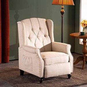 B BAIJIAWEI Recliner Wingback Chair - Tufted Arm Chair Recliner - Massage Recliner Chair with Heat - Fabric Push Back Recliner with Remote Control, Heating Function, Adjustable Backrest
